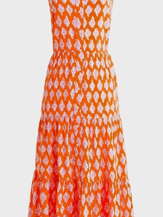 J. Crew Dresses & Skirts - J Crew Orange Block Printed Maxi Dress with White Motif